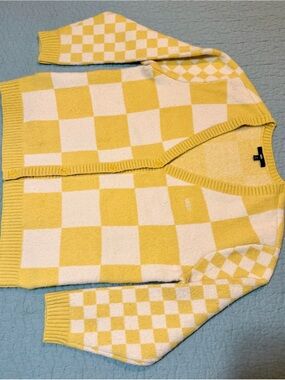 Vans Yellow and White Checker Knit Cardigan